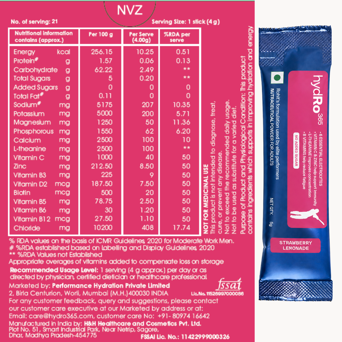 hydRo365 Strawberry Lemonade Daily Hydration